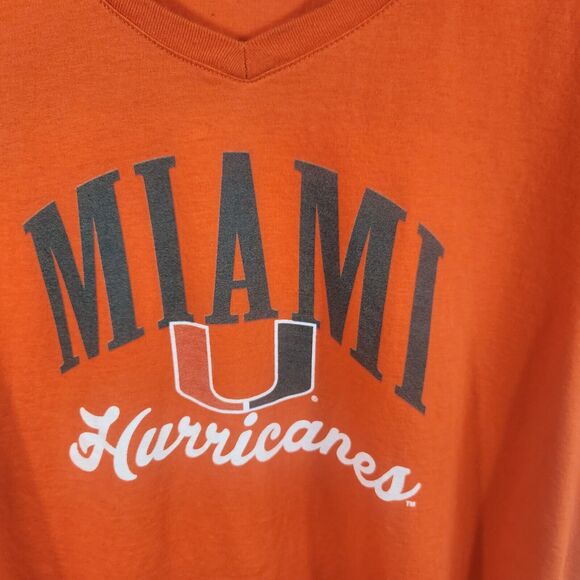 Fanatics Miami Hurricanes Ladies M V-Neck Orange T-shirt Size 2XL - Picture 3 of 5